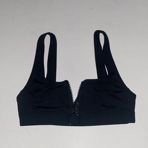 H&M Black Squareneck Zip Hoop Swim Bikini Top in 6
